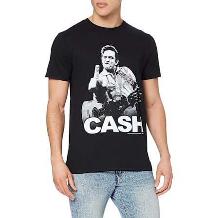 Johnny Cash Men Finger Kortärmad T-shirt med normal passform