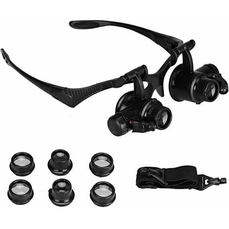 Front Lupe Lupe Briller Hodebånd med 4 Avtakbare Linser (10x, 15 x, 20 x, 25 x), for Arbeid Lesning Urmaker Ur Juvelerer Smykker Repai