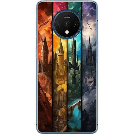 Kompatibelt Mobilskal till OnePlus OnePlus 7T Fyra magiska slott i olika elementfärger, episk fantasykonst med eld vatten luft och mörker i detaljri