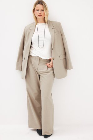 NA-KD Melange-Hose mit mittlerer Taille - Business Hosen - Beige - EU 36