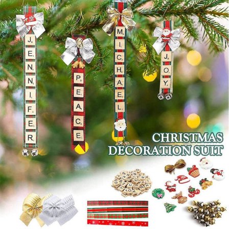 Julgransdekorationer DIY Personliga Bokstavsdekorationer Gör-det-själv-band Brev Rustika Namn-Taggar