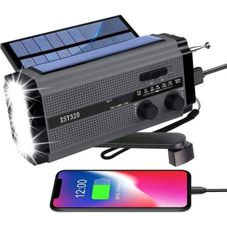 Yikanwen bærbar solradio, AM/FM sveiveradio med oppladbar 5000 mAh