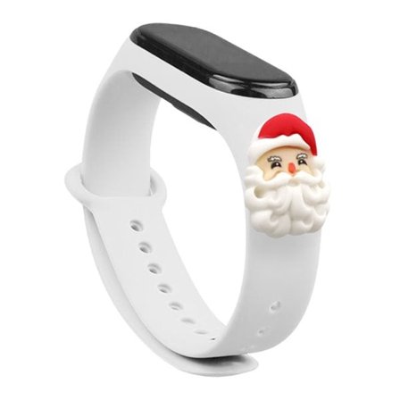 Strap Xmas for Xiaomi Mi Band 3 / 4 julearmbånd av silikonarmbånd med julenissen - Hvit