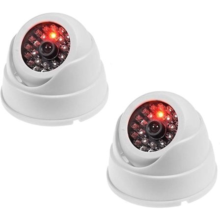 Set med 2 Dummy Dome Camera Fake Dummy Wireless CCTV Security Indoor Surveillance Camera med rød LED-hvit