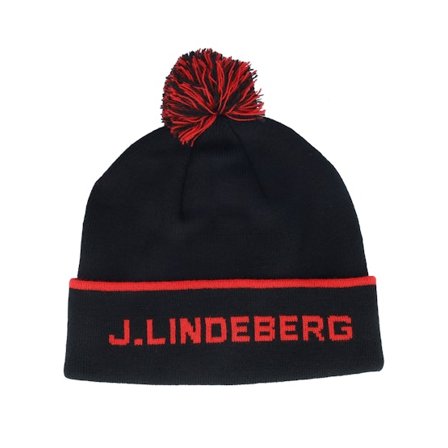 J.Lindeberg - Noir pom Bonnet - Stripe Beanie Black Pom @ Hatstore