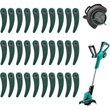 30 st plastblad, kantblad, ersättningsplastskärblad, gräsklipparreservplastblad, för gräsklippare, gräsmatta, trädgård, jordbruk (grönt,