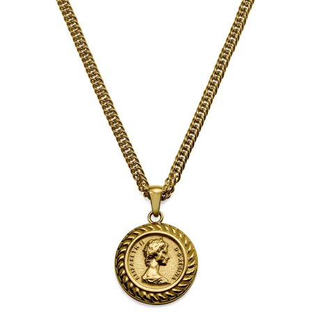 Sanctus | Gold-tone Elizabeth II Necklace for Men - Steel necklaces