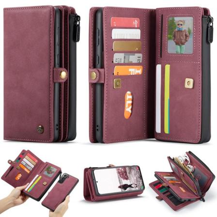 Caseme Samsung S21 Fe Caseme Big Wallet 2in1 Magnet Plånbok - Rö Röd