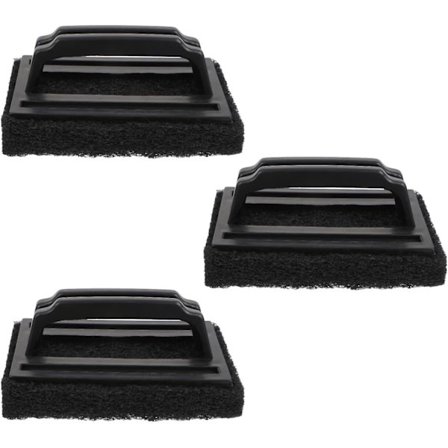 3 stk. BBQ Grill Grill Rengjøringsbørste Utskiftbar Grillskrape Skuresvamp med Håndtak Skrubber Grillbørste