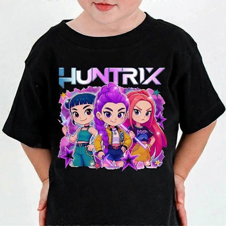 Huntrix Kpop Demon Hunters Lasten T-paita - Puuvillainen pyöreäkauluksinen T-paita pojille ja tytöille