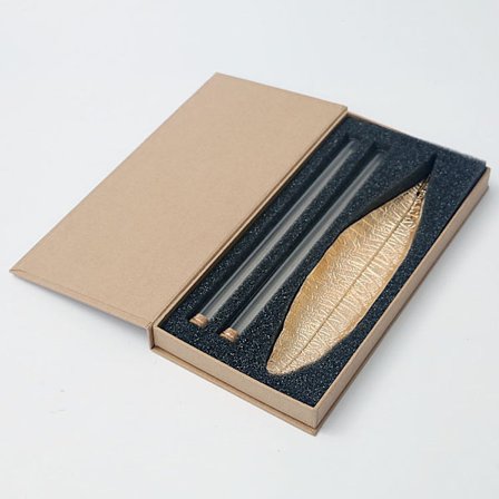 Rökelsehållare, 24,5 cm metallrökelsehållare bladformad rökelsebrännare, rökelsestickhållare askfat rökelsehållare stick hemdekor doft (guld)