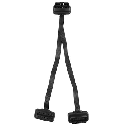 16-Pin OBD Förlängningskabel Rak Hane till Dubbel Rak Hona Y-Splitter Adapterkontakt OBD2 Vinkel Platt Kabel 0,3 Meter