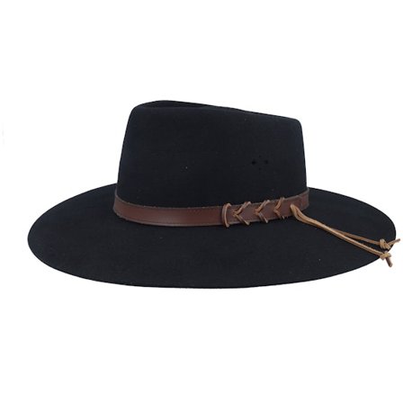 Brixton - Zwart traveler Hoed - Big Australian Woolfelt By Statesman Black Traveller @ Hatstore