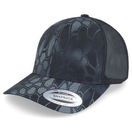 Yupoong - Svart trucker Keps - Typhon Kryptek Black Trucker @ Hatstore