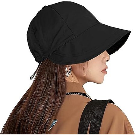 Svart spetsig solhatt för kvinnor, 56-58 cm, snabbtorkande enfärgad basebollkeps, sommarstrandhatt, solhatt för utomhusgolf