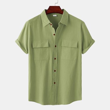 Kortärmade Toppar För Män Button Down-skjortor