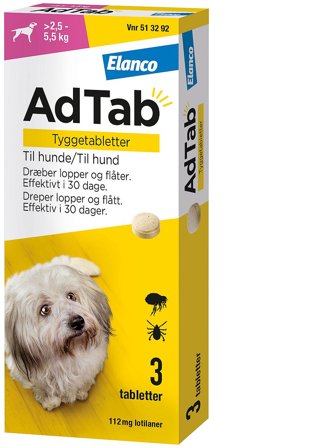 AdTab AdTab til hunde 1.3-2.5 kg 56 mg 3-pak, Medicin & Pleje, Håndkøbsmedicin, Håndkøbsmedicin Til Dyr