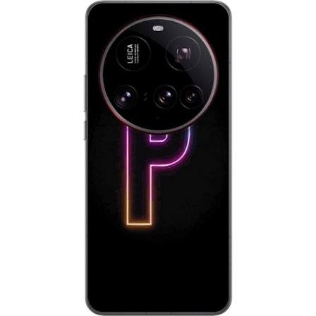 Kompatibelt Mobilskal till Xiaomi Xiaomi 15 Ultra Minimalistisk neonbokstav P i färggradient och ljuseffekt mot svart bakgrund i digital neonstil