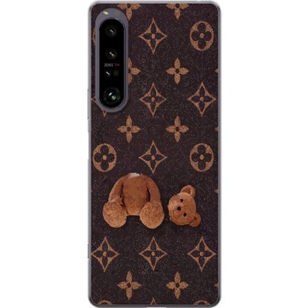 Kompatibel Mobilcover til Sony Sony Xperia 1 IV Grafisk monogrammønster med en stiliseret teddybjørn i en kunstnerisk stil
