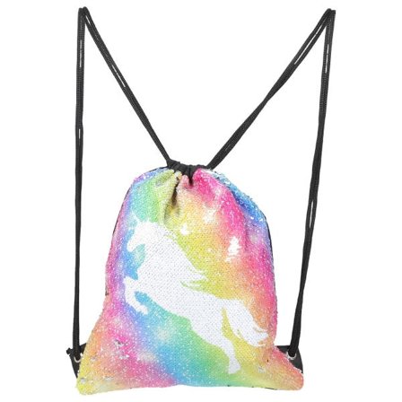 Enhjørning Rygsæk med Snøre, Pailletrygsæk, Skolerygsæk med Enhjørning