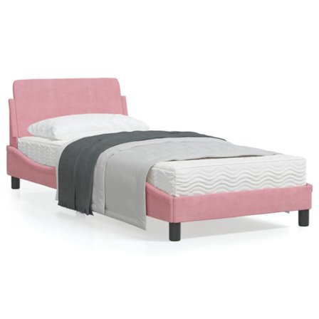 Bed Frame with Headboard "Dover" Pink 90x200 cm Velvet