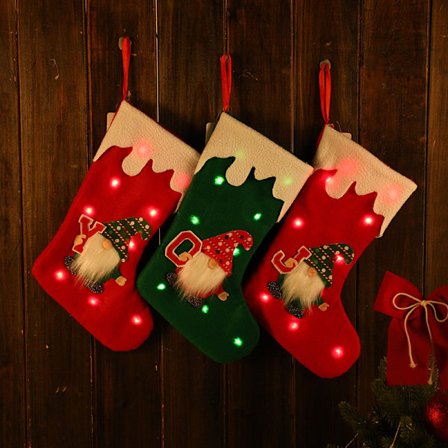 3 Ansiktslösa gammal man garderobshänge Santa Glow Presentpåse Godispåse Partihandel Julstrumpa 19,1*29,7cm