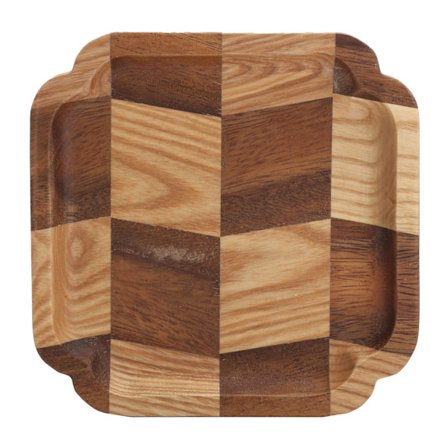 Puinen teetarjotin tarjoilulautanen 15x15cm keittiötarvikkeet hedelmille salaateille ja leivälle