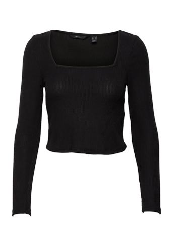 Vmfannie Ls Cropped Top Jrs Ga Bf Black Vero Moda