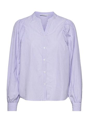 Haddis Ls V-Neck Shirt Blue MOSS COPENHAGEN