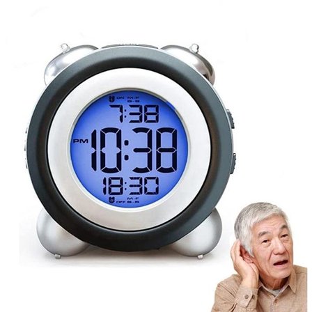 ING Vekkerklokker 11,3 x 7,9 x 11,3 cm Med Lys Analog Vekkerklokke Du Kan To Alarmer Dobbel Alarmfunksjon Metallklokke Vekkerklokker for Dyp Svart