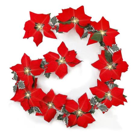 2m Julslinga Julstjärna Blommor Dekorationer Garland Strängljus Xmas Träd Ornament Xmas Heminredning Riilq