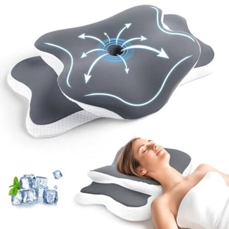 Ortopedisk Memory Foam-pute med kjølende silketrekk - Ergonomisk cervikal støtte for nakke og skuldre, egnet for side- og ryggsovere