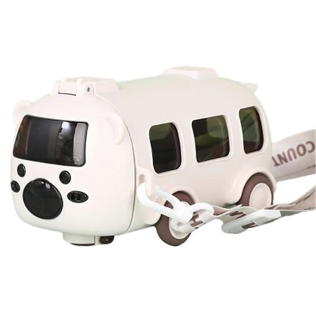 500ml Barn Buss Vattenflaska med Sugrör, Reseflaska för Småbarn med Axelrem för Skola & Resor