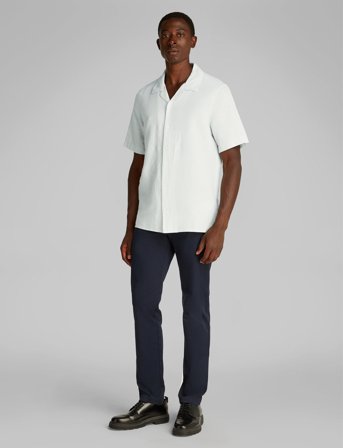 Calvin Klein Linen Cotton Cuban S/S Shirt - Blue - S
