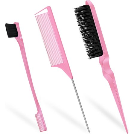 stk Slick Back Hårbørste, Kantbørste, Slick Børstesett, Krøllebørste, Volumbørste, For Kvinner Hårsalong Hårstyling, Rosa