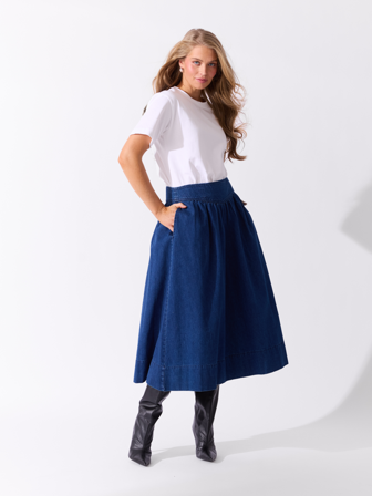 MATCH - Delta denimskjørt - Donna - Str. 44 - Dame - Kjoler & Skjørt - Blå - 100% Bomull