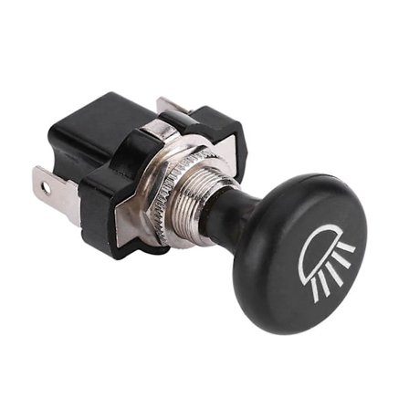 Trykk-trekk bryter, 12V Svart Lysbryter med Emblem, Lysbryter for Universelle Kjøretøy [db]