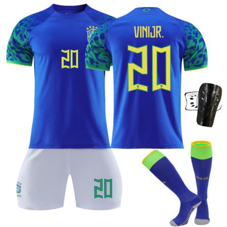 22 23 Brasilien borta-VM Fotbollströja barnfotbollströja nummer 20 Vini Jr 18