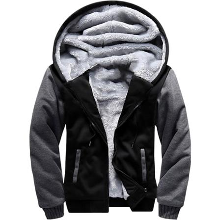 Herre Pullover Termisk Sherpa Foret Jakker Vinter Træning Fleece Hoodie Fuld Lynlås Uld Varme Tykke Frakker Ydertøj 02black M