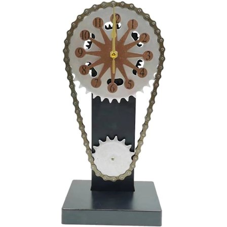 Vintage roterende girklokke bordklokke, steampunk klokke med bevegelige gir, personlig kreativ metall timing kjede klokke, for stue kontor des