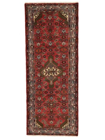Handgeknoopt Perzisch Asadabad Vloerkleed 83X210 Zwart/Donkerrood