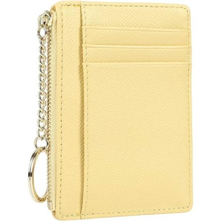 Slank minimalistisk 8-korts lommebok med glidelås - Gul - Én størrelse