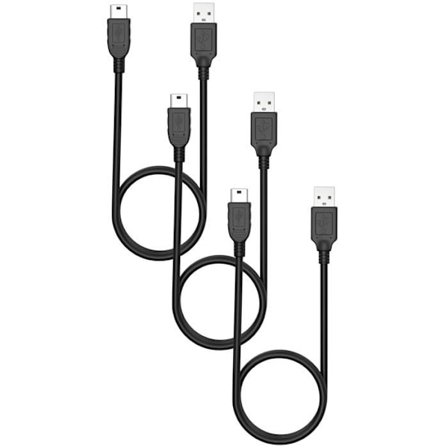 Lot 3 kablar för Canon EOS 1000D/100D/10D/1200D/1300D/1D C/1D Mark II - Kabel MINI USB/USB 2.0 Svart 1 Meter Phonillico