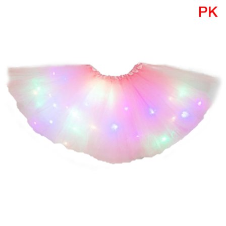 Barn Flickor LED Light Up Balett Dans Tulle Tutu Kjol Multicolo Rosa