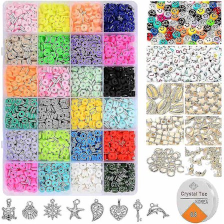 4000 stk Leireperler Smykke Armbånd Lagingssett 24 Farger