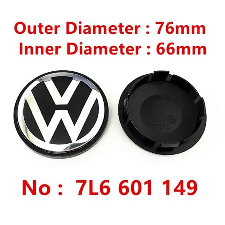 4 stk. 76 mm 7L6601149 Bilhjul Centerkapsler Fælghubkapsel Hub Cover Logo Badge Emblem Tilbehør
