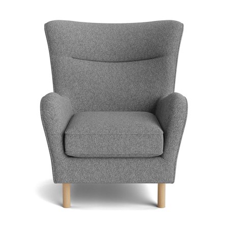 Lumo Sessel in Hygge Hellgrau, skandinavischer Ohrensessel mit hohem Sitzkomfort und ergonomischer Rückenlehne, 99cm Breite, modern & chic.