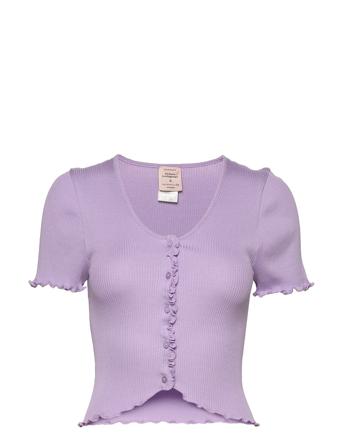 Silk Cardigan Ss Purple Barbara Kristoffersen By Rosemunde