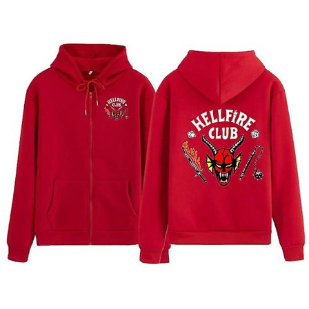 Stranger Things 4 The Hellfire Club Hættetrøje Cosplay Halloween Kostume Hættetrøje Frakke Rød XL