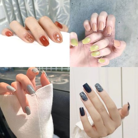 4 set falska naglar glänsande enfärgad medium och långa press naglar falska finger falska naglar dam naglar (4 färger)